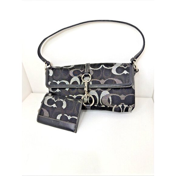 Authentic COACH Signature C Logo Shoulder Bag & Matching Wallet Set – Black Shim - Picture 2 of 16